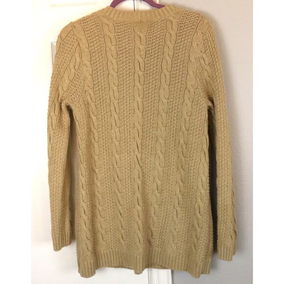 Y2K Jeanne Pierre Beige Cable Knit Sweater COTTON Fisherman Pockets Large - Picture 6 of 7